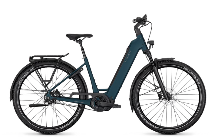 2026 Kalkhoff Entice 3 Excite Belt Electric Trekking Bike [size:sm Colour:dark Springs Green Matt]