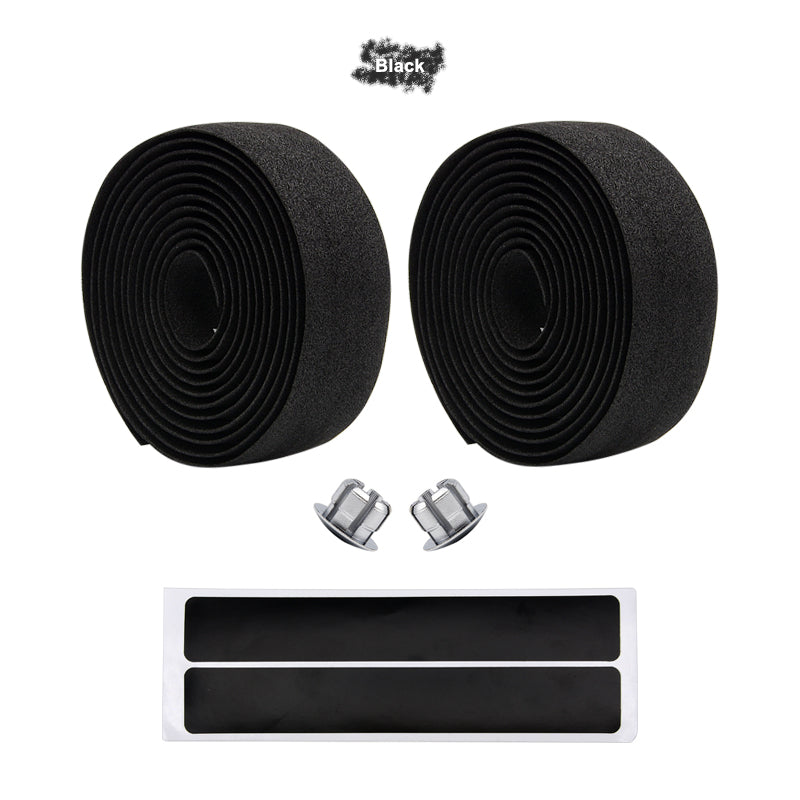 Road Bike Handlebar Tape Eva Pu With Bar End Plugs Black