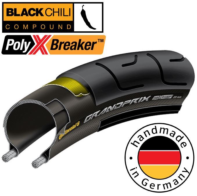 Tyres Continental Grand Prix [wdth:25c Technology:poly Xbreaker, Blk Chilli Tyre Bead:folding]