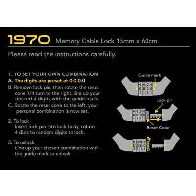 Ulac 1970 Memory Cable Combo Lock [colour:black]