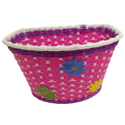 Rascal Kids Front Basket [size:270x200x170mm Colour:pink + Flowers]