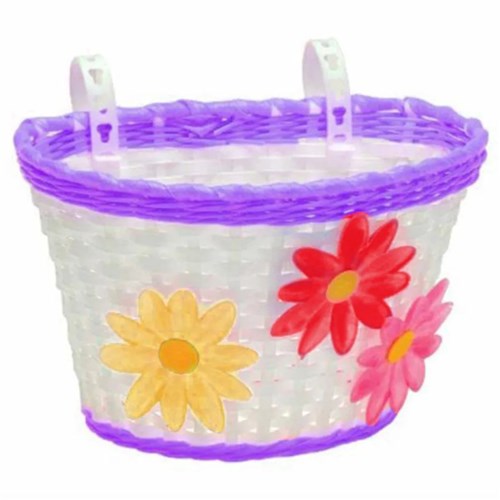 Rascal Kids Front Basket [size:235x165x155mm Colour:white + Flowers]