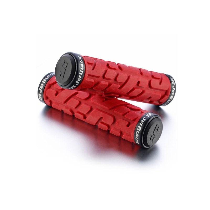 Jetblack Rivet Lock On Grips [colour:red W/ Black Rings]