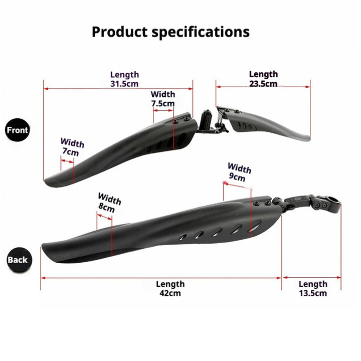 27.5 Mudguard Set 80mm Front And Rear For Tyres Up To 2.7 Inch