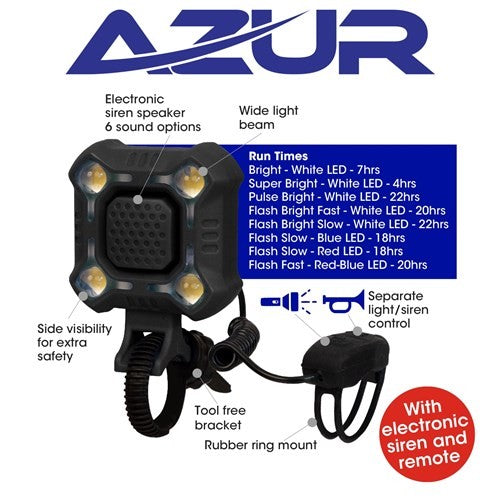 Azur Quad 300 Lumen Headlight With Siren 